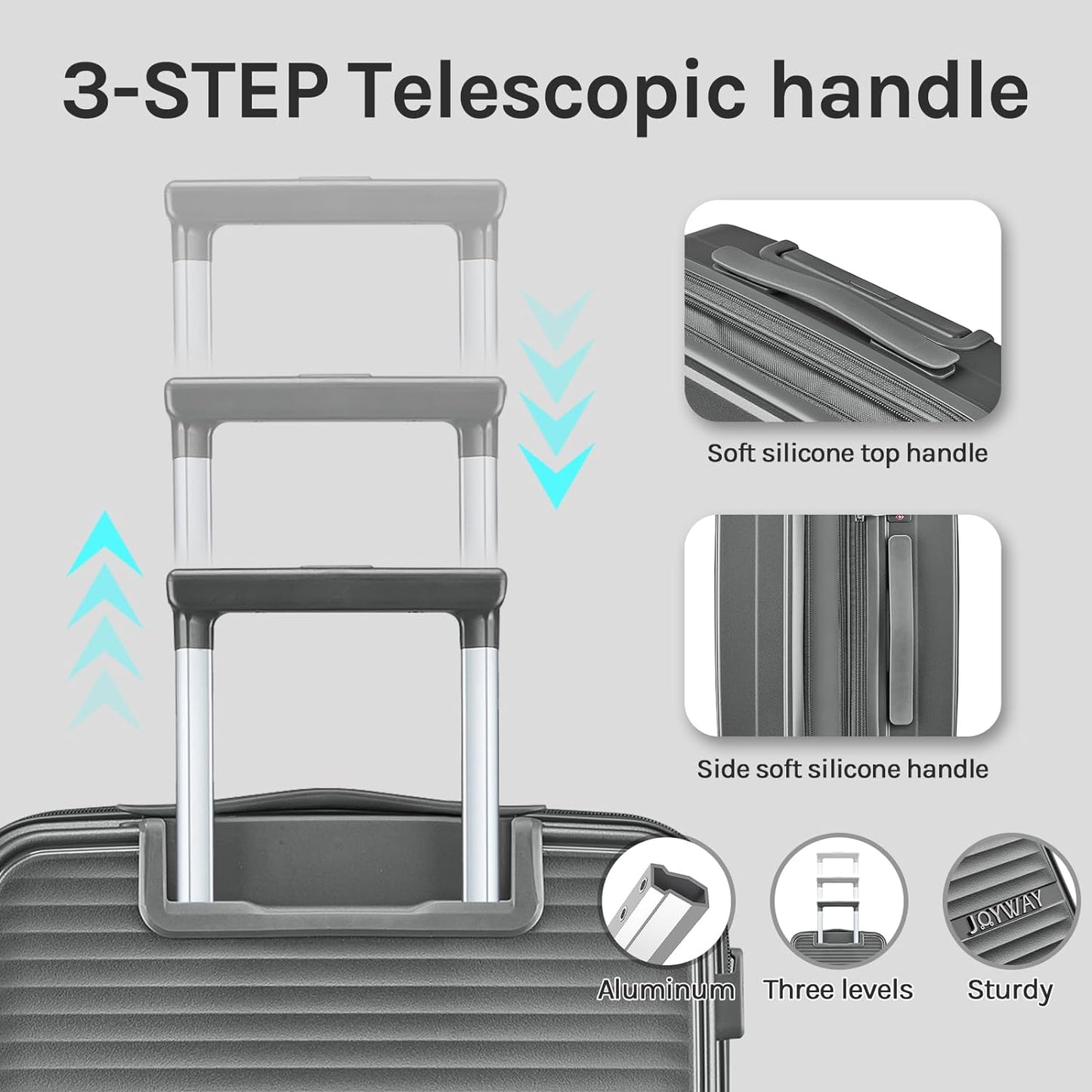 Joyway - 4 Luggage Sets PP Hardside USB Spinner Luggage - （Expandable Carry-on Luggage20"）（ 24" 28")