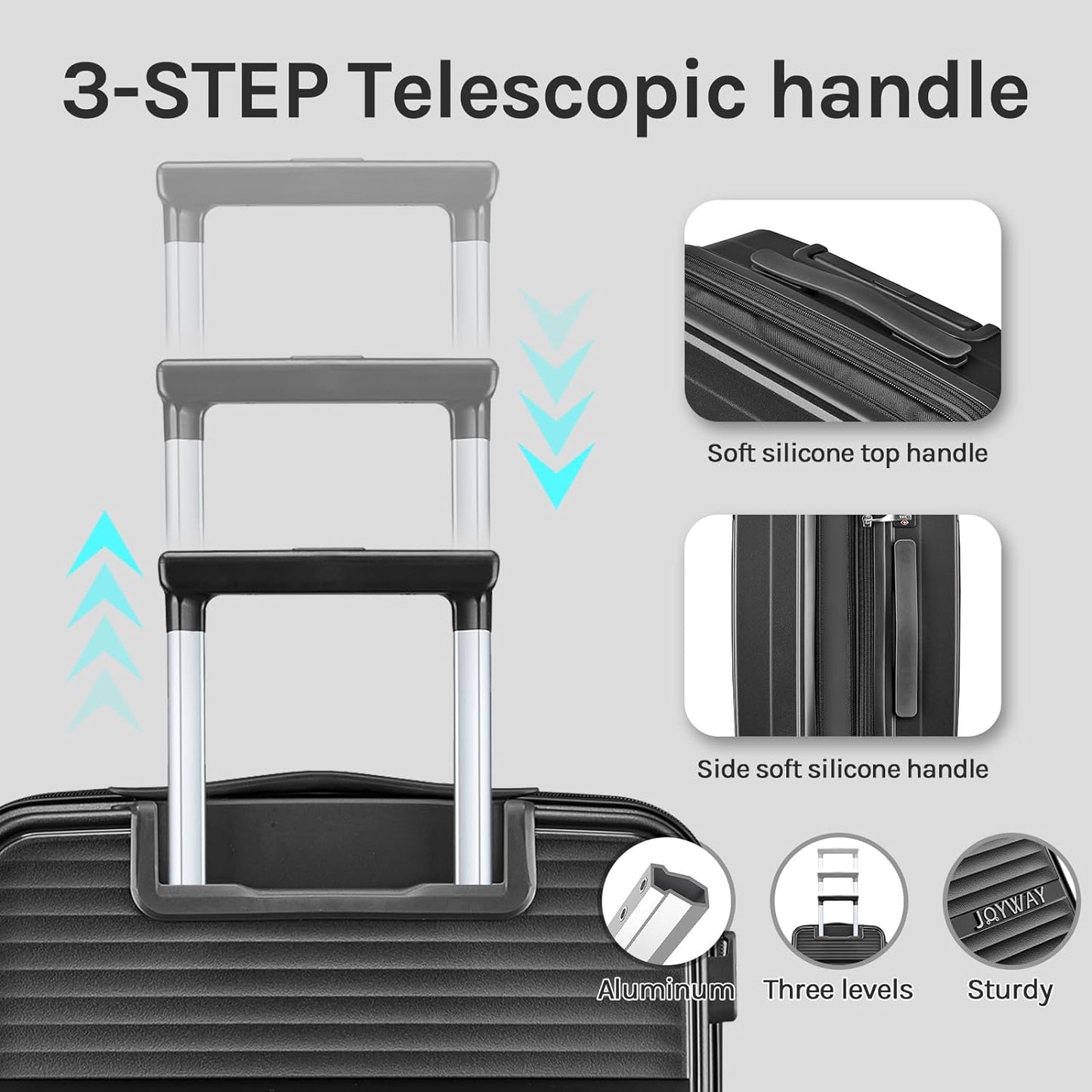 Joyway - 4 Luggage Sets PP Hardside USB Spinner Luggage - （Expandable Carry-on Luggage20"）（ 24" 28")