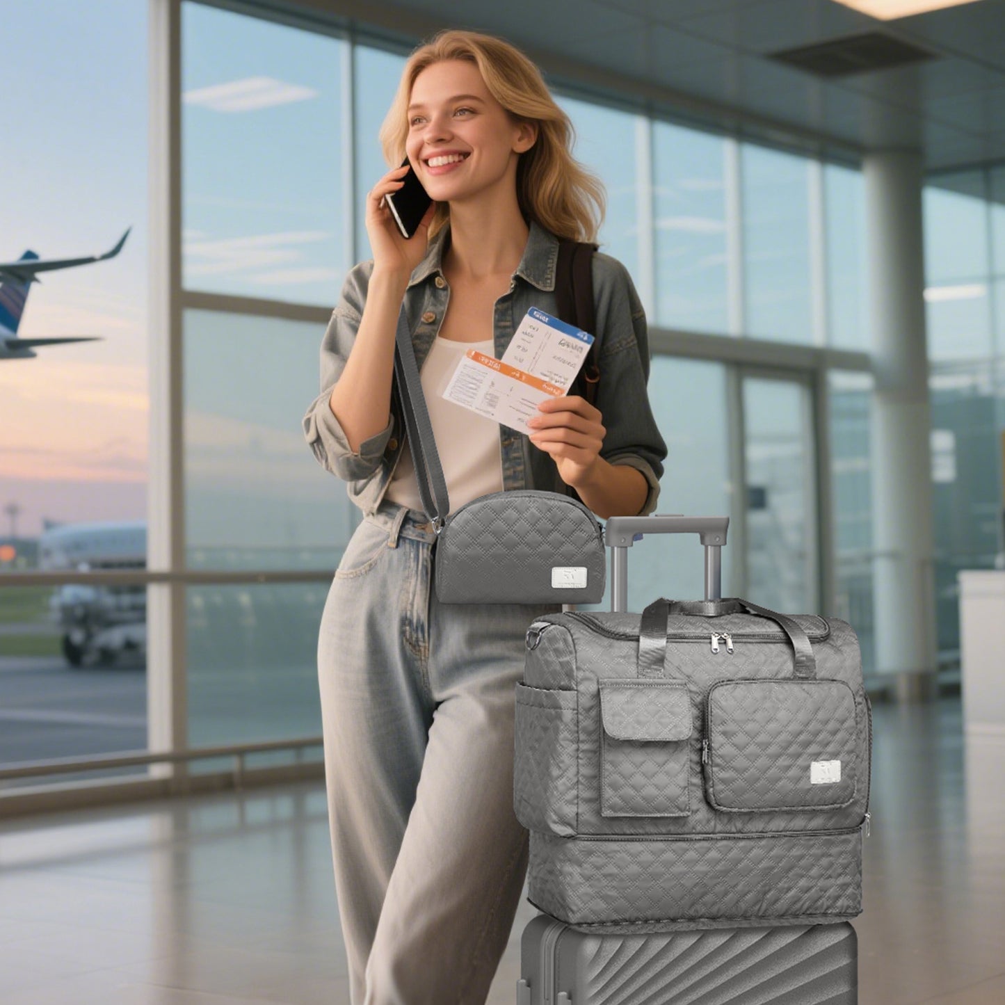 Joyway Duffle Bag, Foldable Gym Bag with Wet Bag