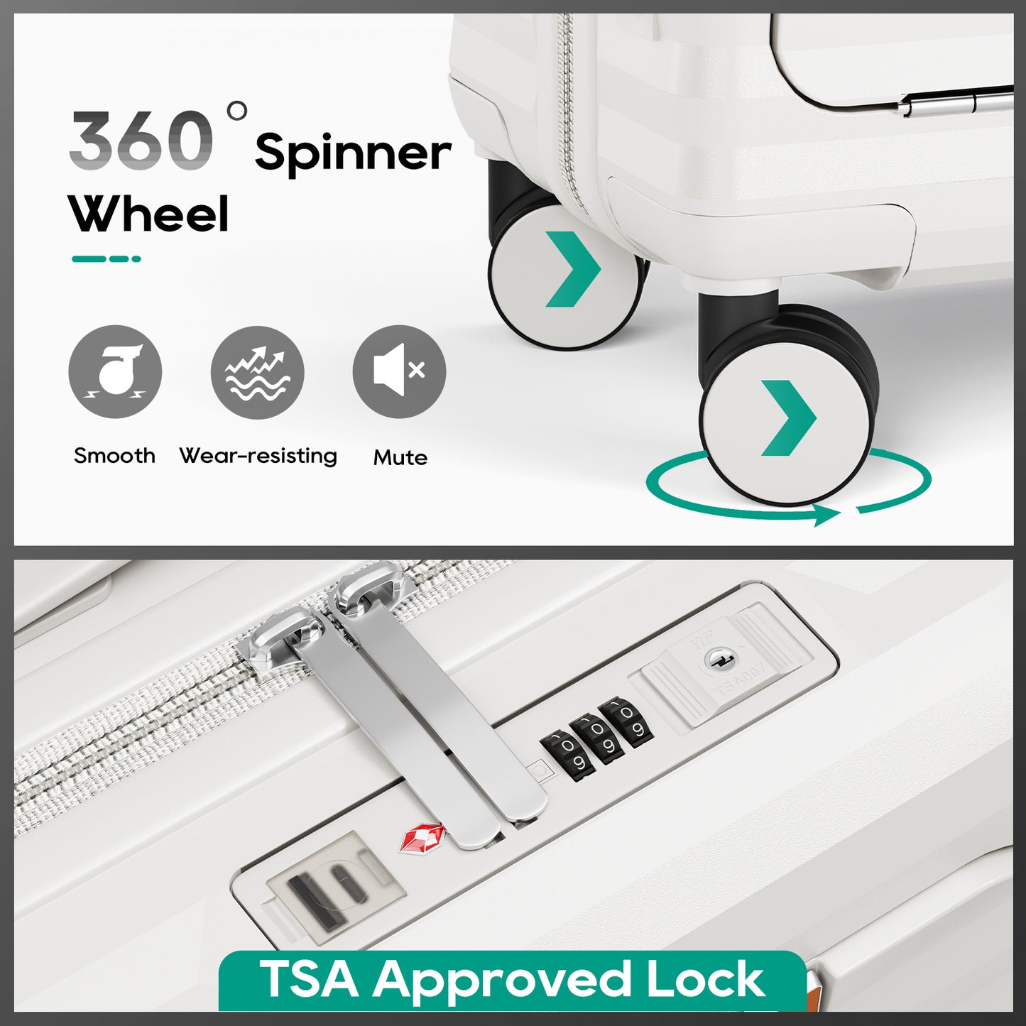 Joyway Front Opening Cover Carry-on Luggage Side Hooks TSA Lock Spinner Wheels YKK Zippers，PC material