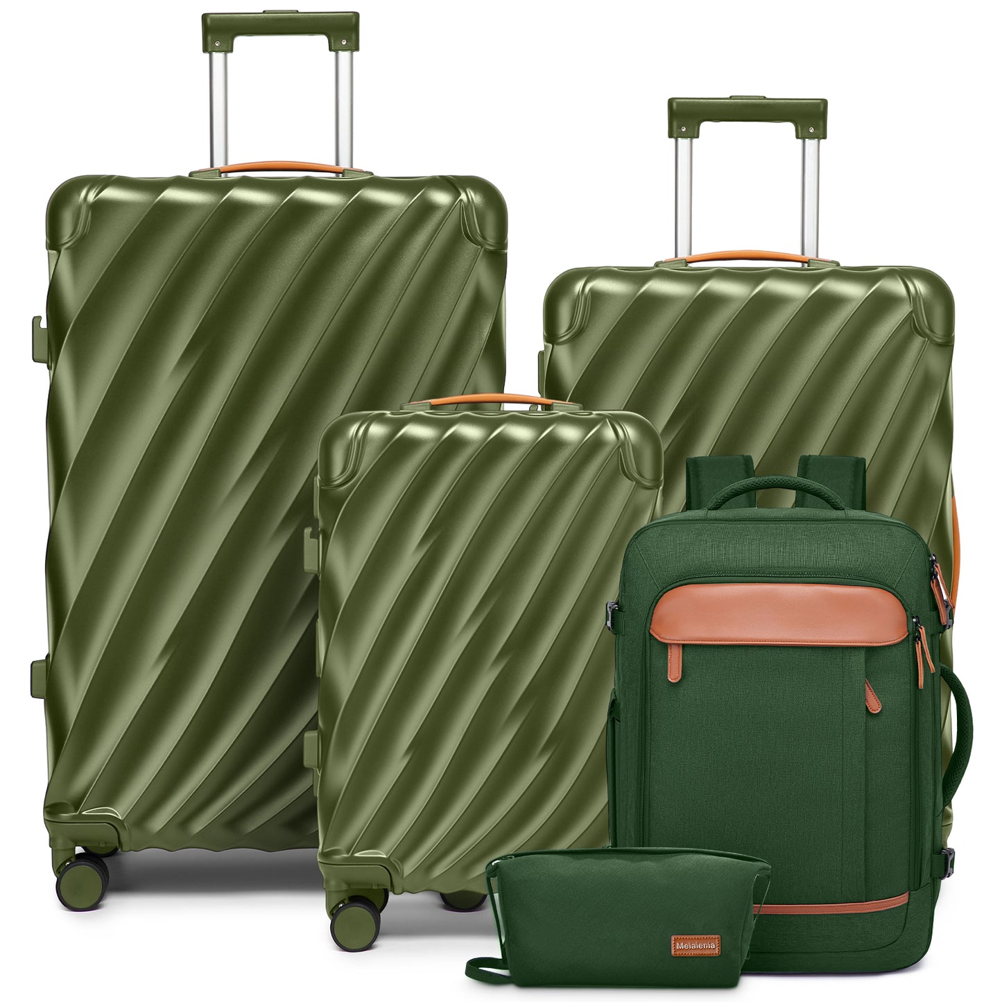 Joyway 5-Piece Luggage Set PC Ultra-Hard Shell Lightweight Suitcase TSA Lock Brake Spinner Wheels (20/24/29) with Backpack Black