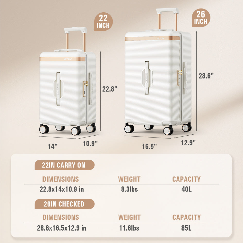 Joyway hand luggage 22/26 inch boarding case, hard shell with TSA lock, stylish, sturdy, anti drop and pressure resistant ABS+PC  material TRPF002