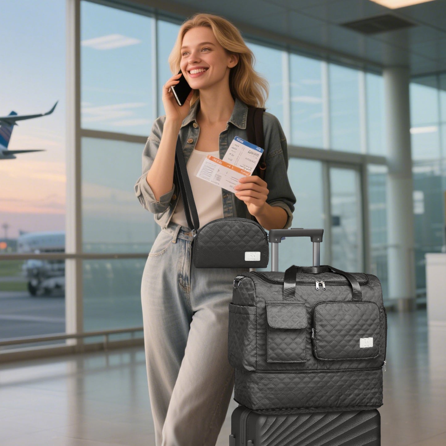 Joyway Duffle Bag, Foldable Gym Bag with Wet Bag