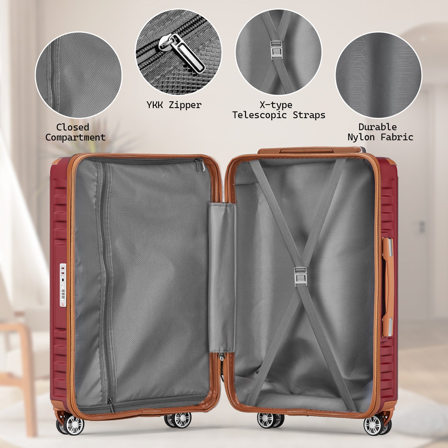 Weaving Pattern 5 Pieces Set Luggage Travel Suitcase TR002 New