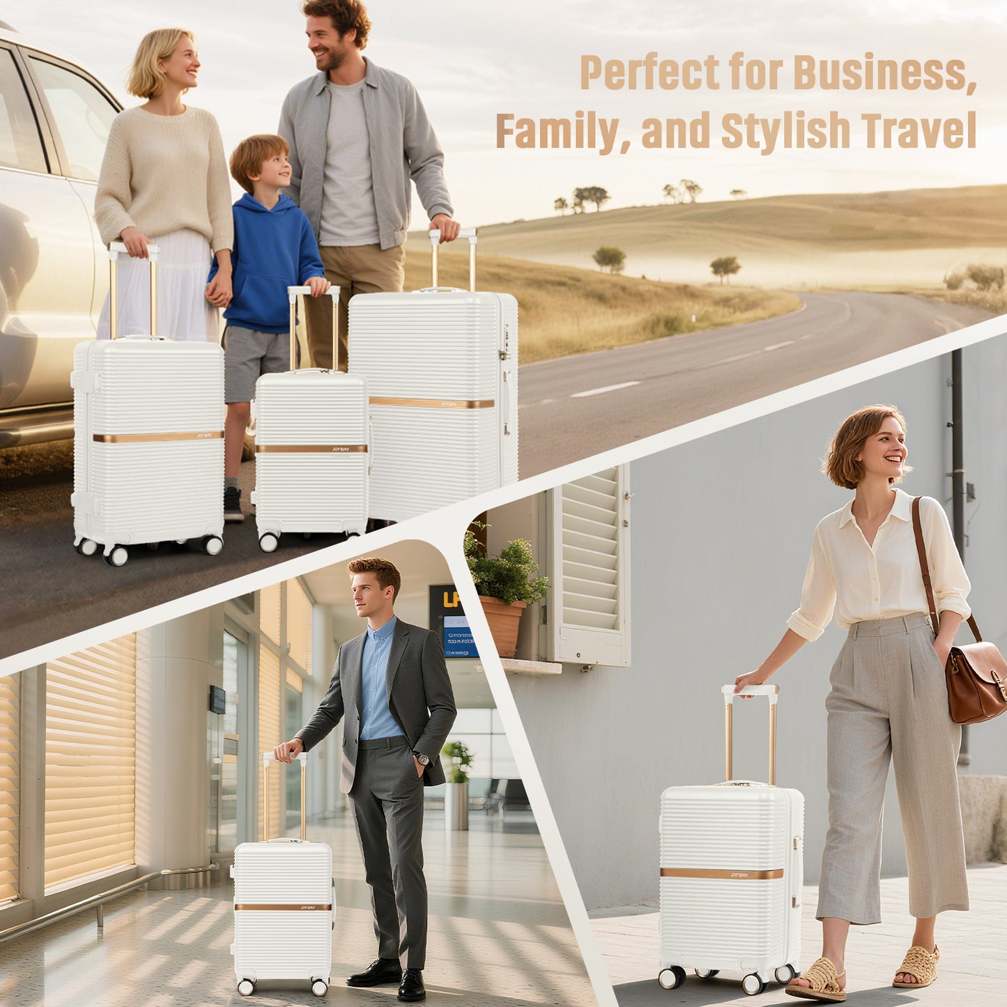 20-inch lightweight and durable ABS luggage , featuring silent universal wheels, shockproof design，as well as a cup holder function, making it an excellent travel companion PF001