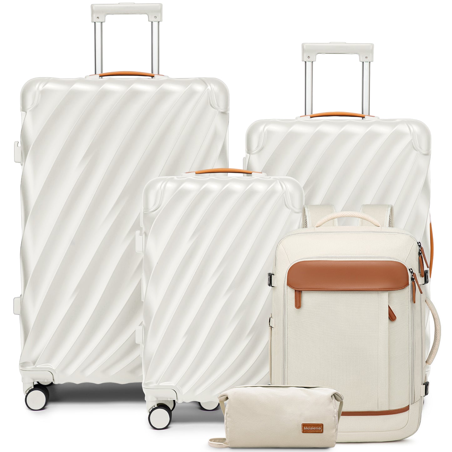 Joyway 5-Piece Luggage Set PC Ultra-Hard Shell Lightweight Suitcase TSA Lock Brake Spinner Wheels (20/24/29) with Backpack Black