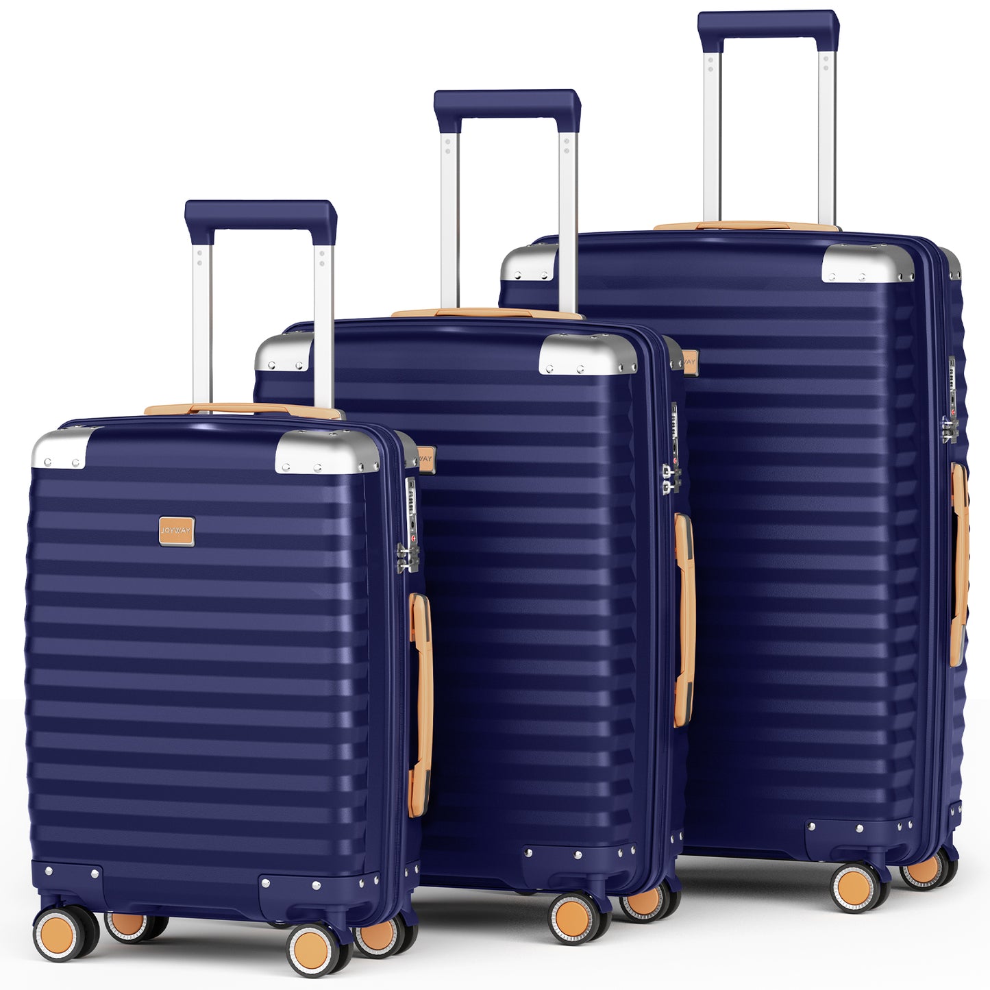 Joyway 3-piece luggage set, made of PP material, featuring a hard shell, lightweight design, and equipped with a TSA lock and swivel wheels, model TR019