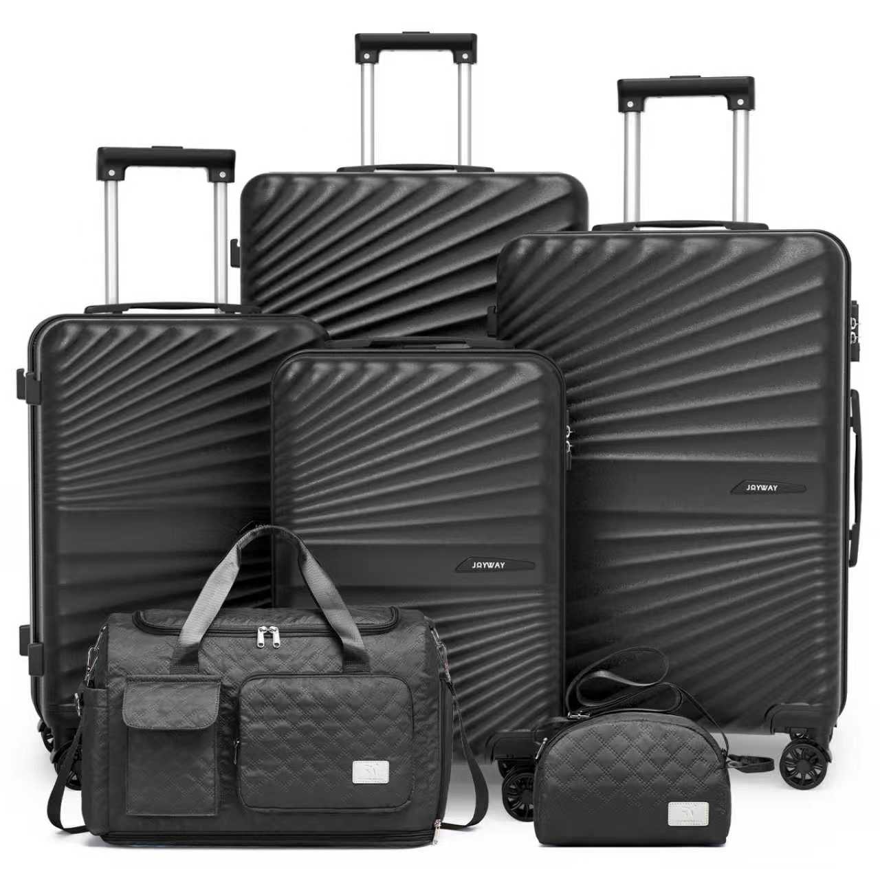 Joyway Luggage Set 6 Piece ABS Hardside Lightweight Suitcase with TSA Lock Spinner Wheels (18/20/24/28),Green-Brown