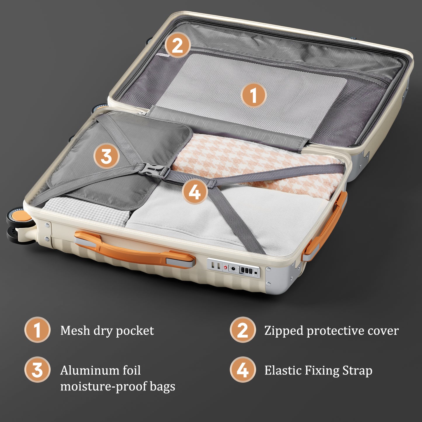 Joyway 3-piece luggage set, made of PP material, featuring a hard shell, lightweight design, and equipped with a TSA lock and swivel wheels, model TR019