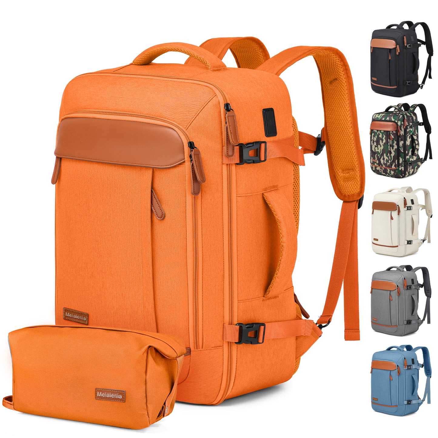 Melalenia 2PCS Waterproof Airline Aprroved Carry-on Travel Backpack with Toiletry Bag USB Port Comfortable