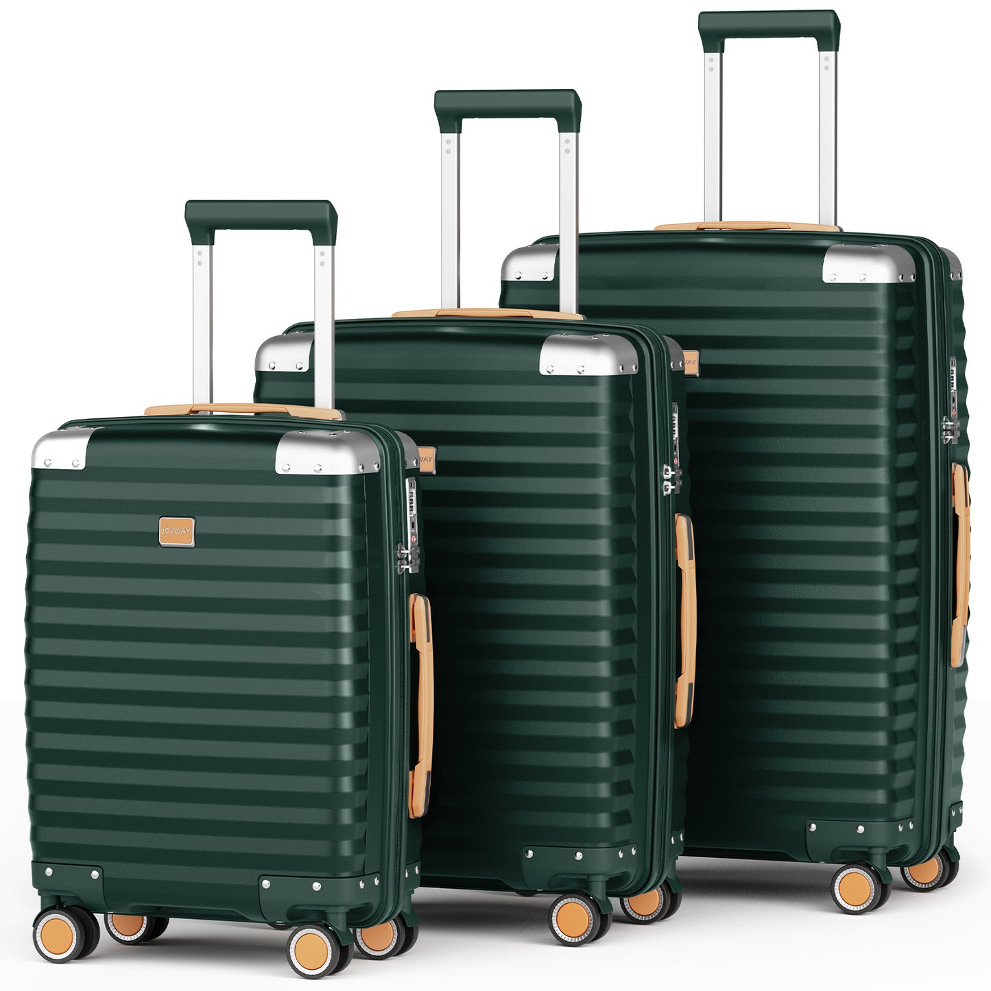 Joyway 3-piece luggage set, made of PP material, featuring a hard shell, lightweight design, and equipped with a TSA lock and swivel wheels, model TR019