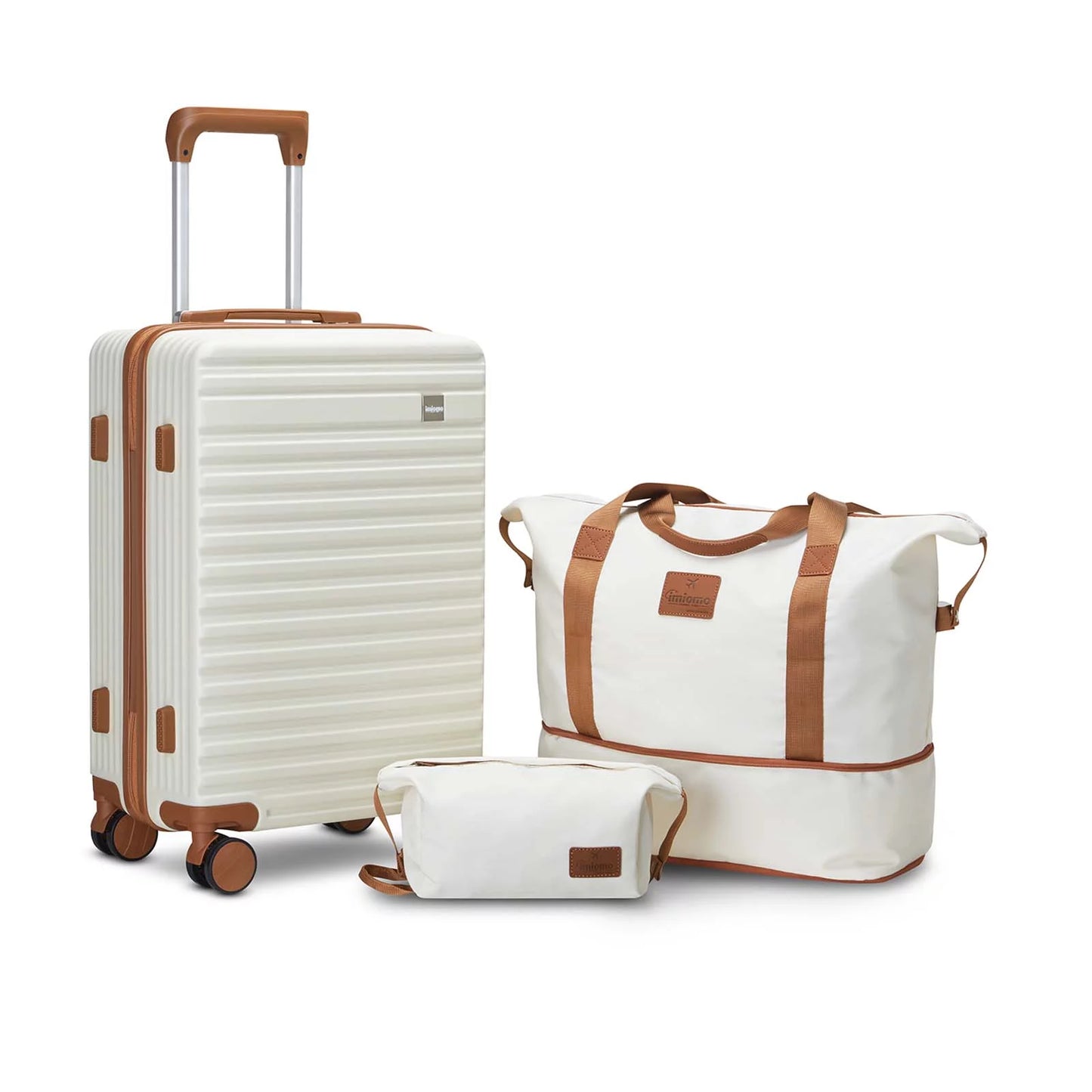 imiomo 20" Carry-on Luggage White+Brown