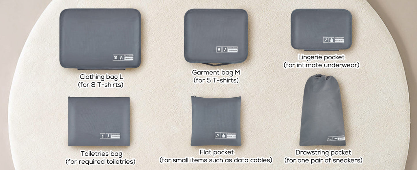 The six toiletry bags are specifically designed to store all your essentials, making them ideal for weekend getaways, business trips, or fitness activities