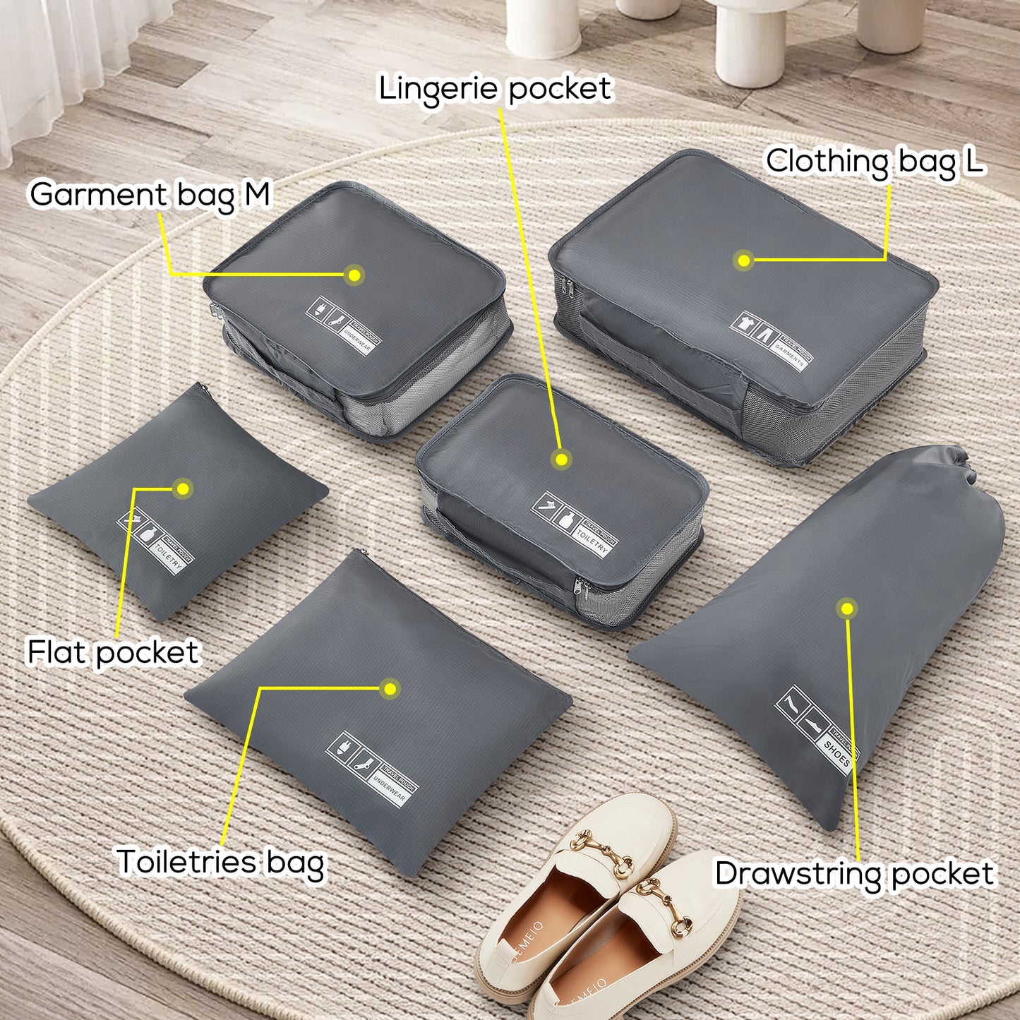 The six toiletry bags are specifically designed to store all your essentials, making them ideal for weekend getaways, business trips, or fitness activities