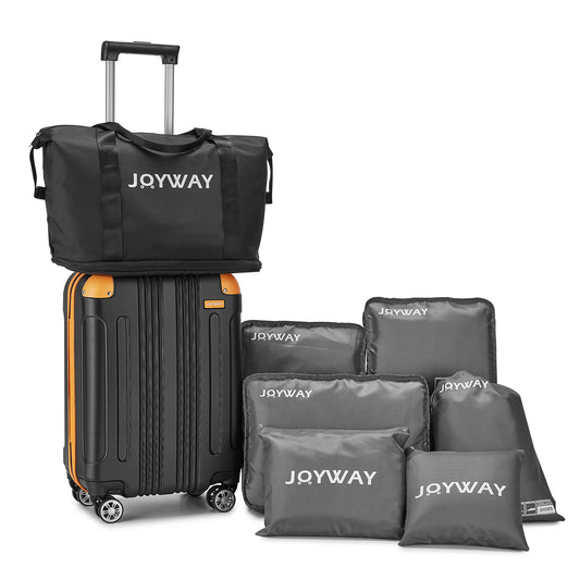 black Expandable 7-Piece Suitcase For Travel Luggage Set