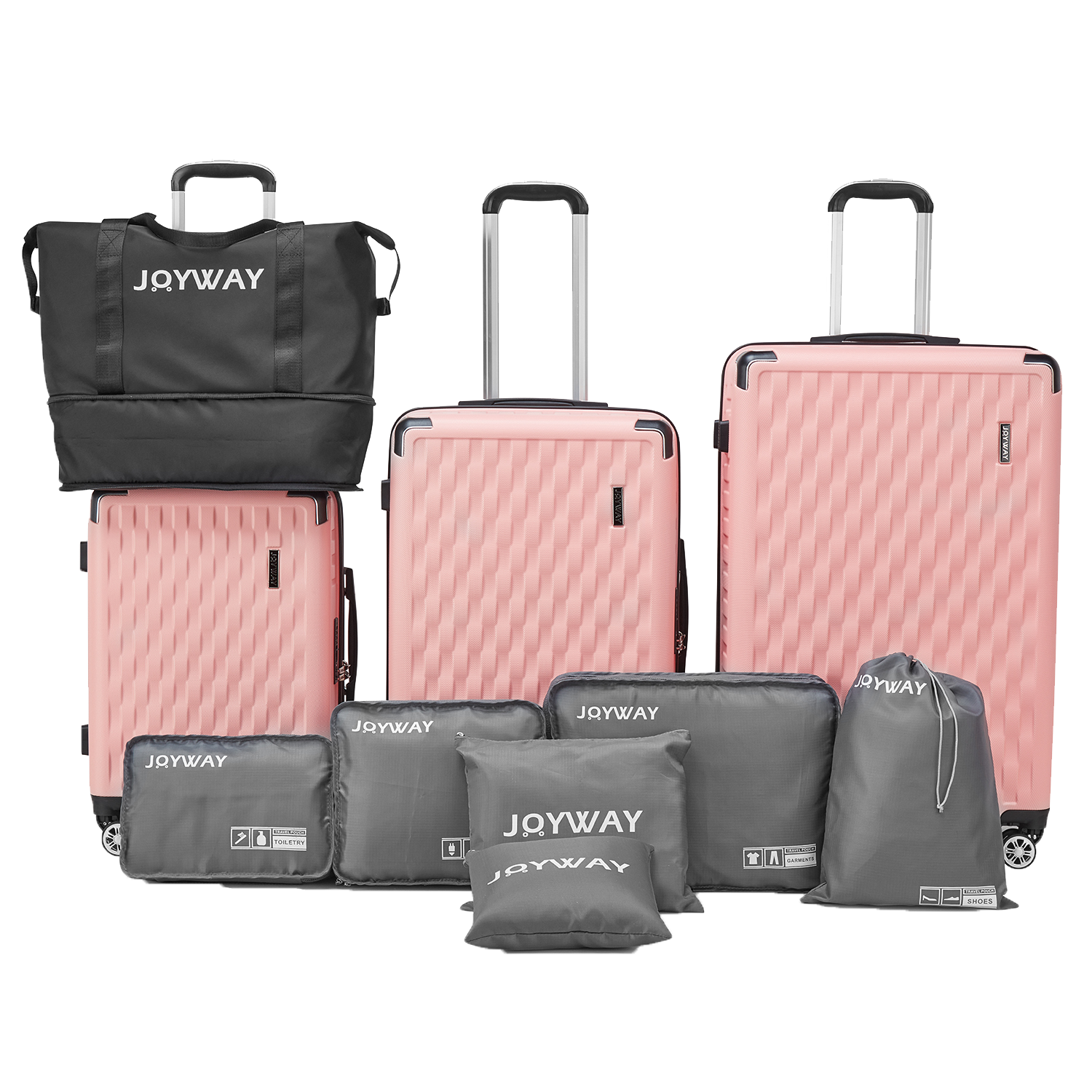 pink 10 Pieces Set Hard Shell Luggage Set