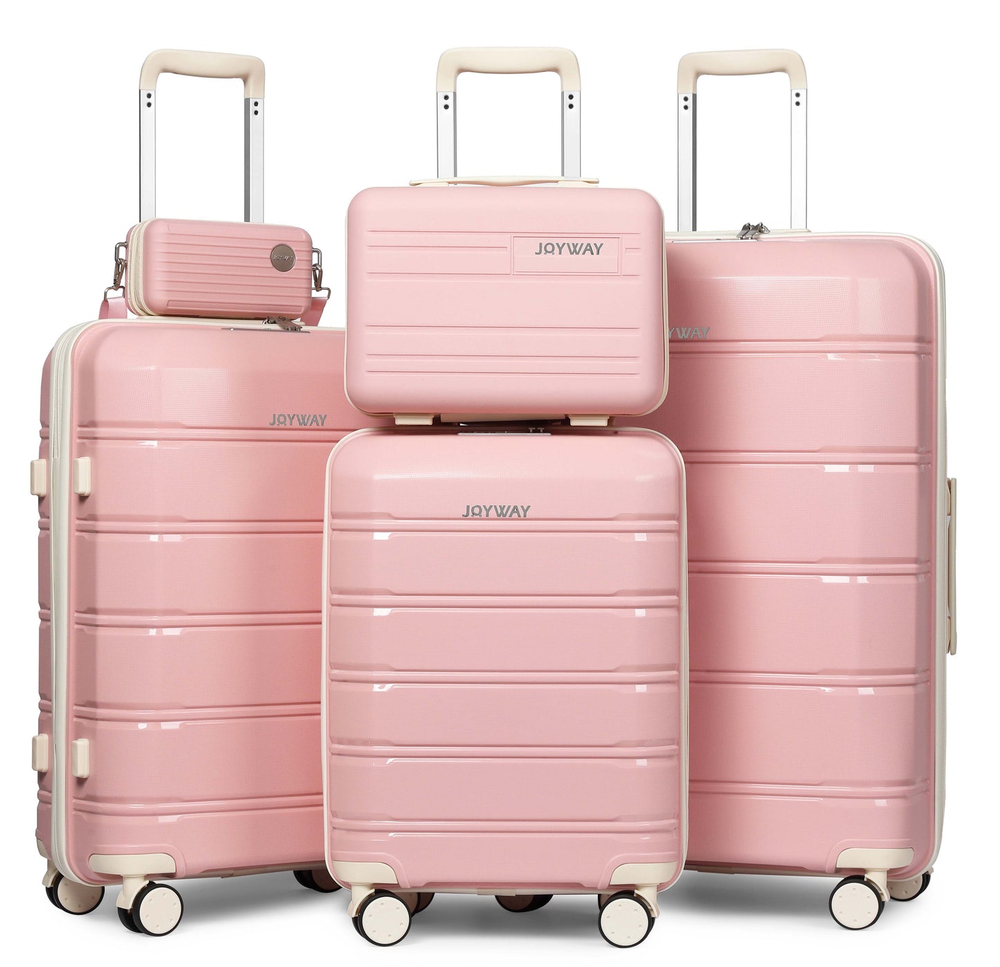 pink 5 pieces set luggage set for travel