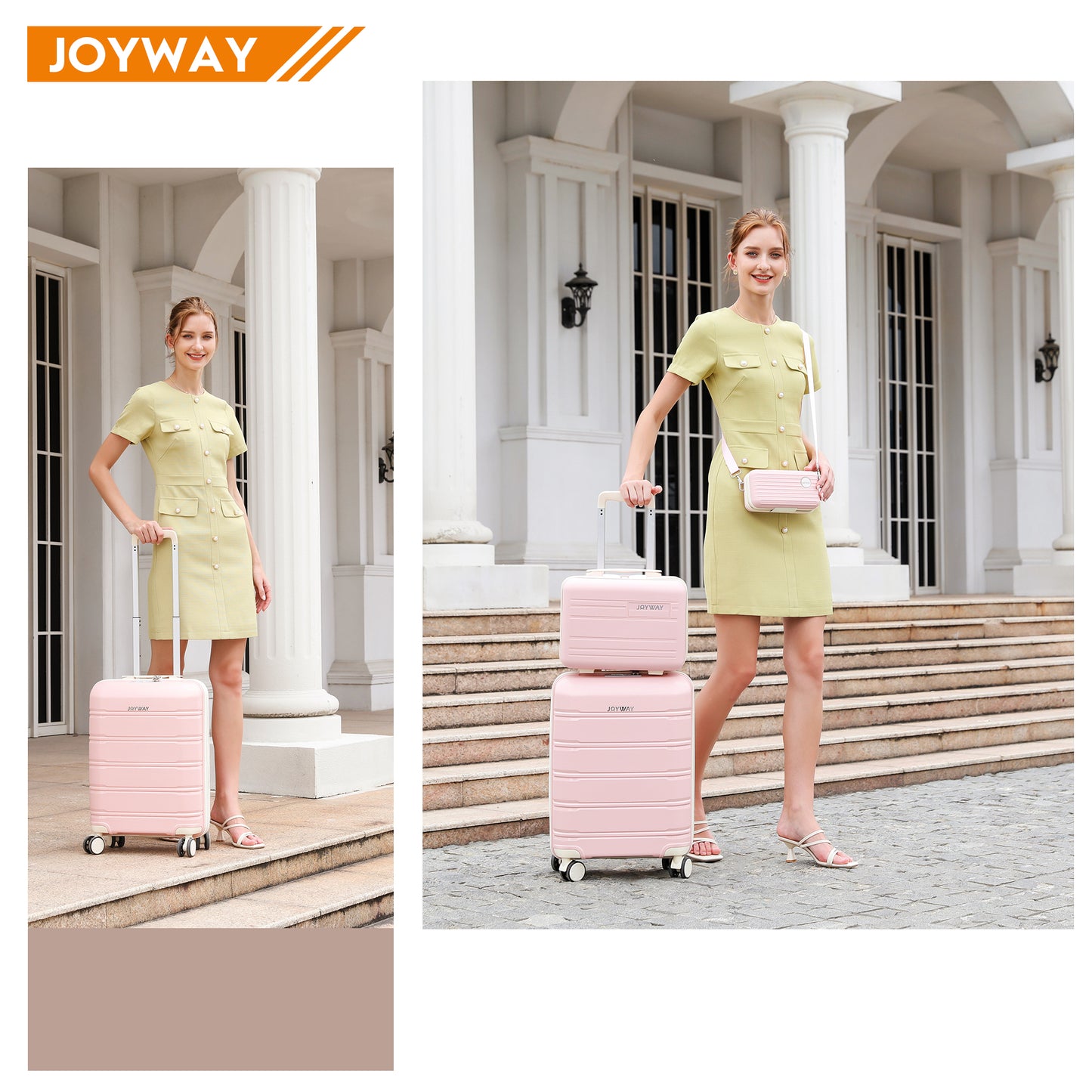 pink luggage set for women