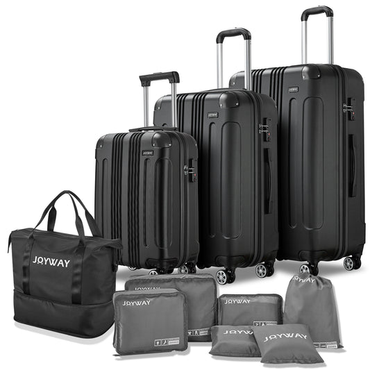 black Vertical Stripes Luggage 10 Pieces Set Luggage